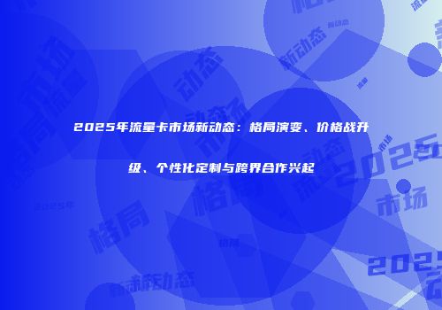 2025年流量卡市场新动态:格局演变、价格战升级、个性化定制与跨界合作兴起
