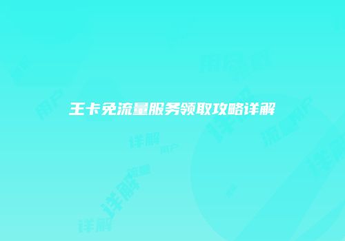 王卡免流量服务领取攻略详解