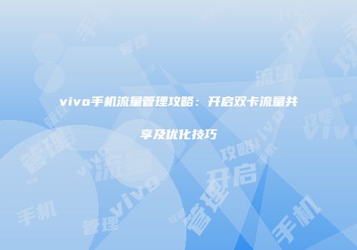 vivo手机流量管理攻略：开启双卡流量共享及优化技巧