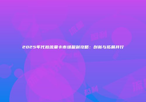 2025年代拍流量卡市场盈利攻略：创新与拓展并行