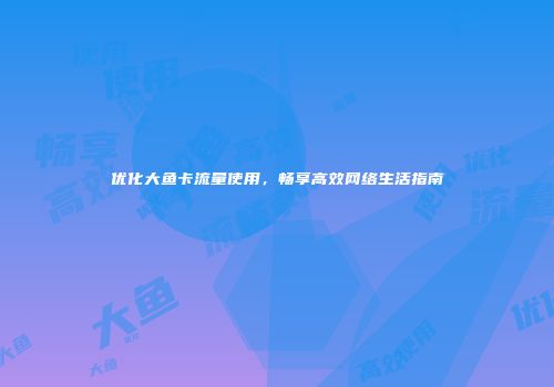 优化大鱼卡流量使用，畅享高效网络生活指南