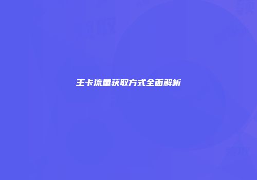 王卡流量获取方式全面解析