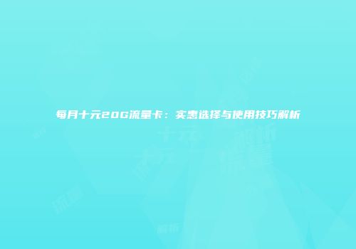 每月十元20G流量卡：实惠选择与使用技巧解析