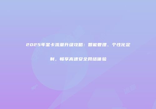 2025年星卡流量升级攻略:智能管理、个性化定制,畅享高速安全网络体验