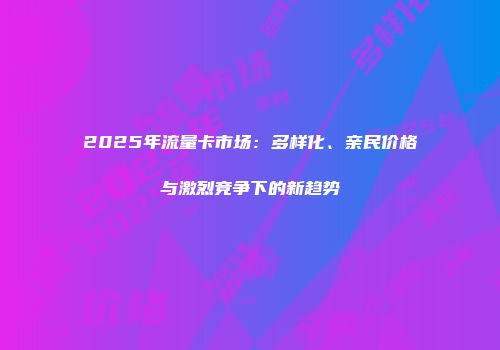 2025年流量卡市场：多样化、亲民价格与激烈竞争下的新趋势