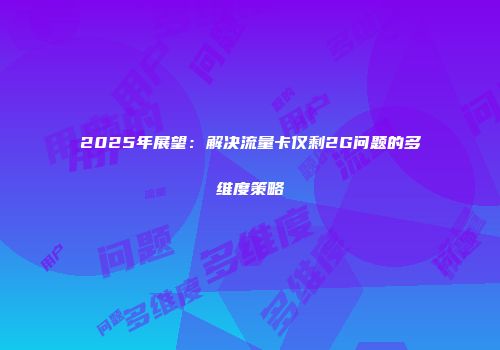 2025年展望：解决流量卡仅剩2G问题的多维度策略