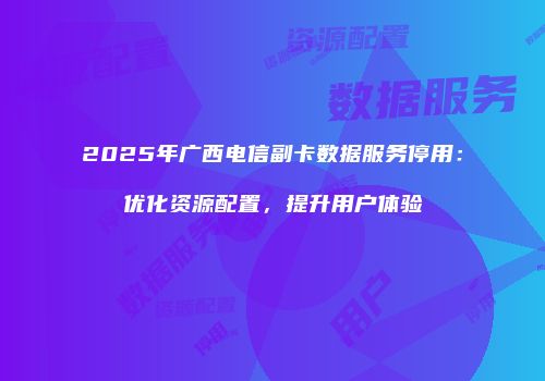 2025年广西电信副卡数据服务停用：优化资源配置，提升用户体验