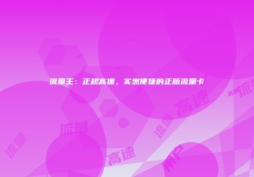 流量王：正规高速，实惠便捷的正版流量卡