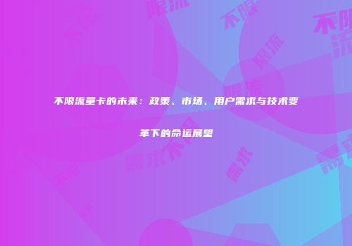 不限流量卡的未来:政策、市场、用户需求与技术变革下的命运展望