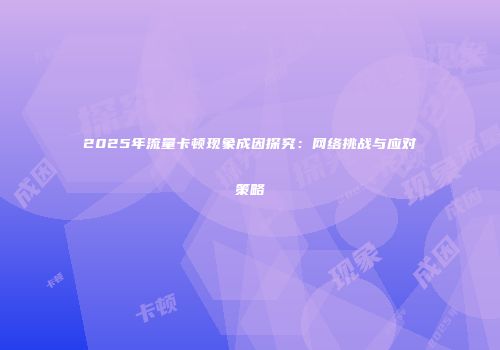 2025年流量卡顿现象成因探究:网络挑战与应对策略