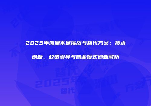2025年流量不足挑战与替代方案：技术创新、政策引导与商业模式创新解析