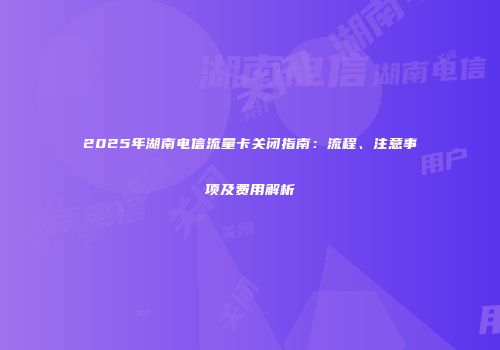 2025年湖南电信流量卡关闭指南：流程、注意事项及费用解析
