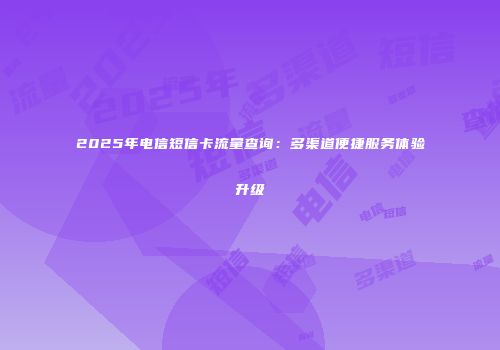 2025年电信短信卡流量查询:多渠道便捷服务体验升级