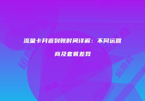 流量卡月返到账时间详解：不同运营商及套餐差异