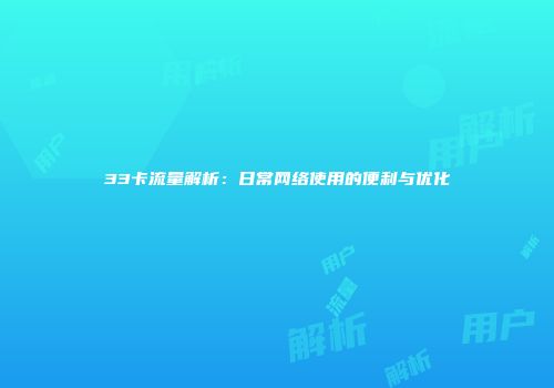 33卡流量解析:日常网络使用的便利与优化