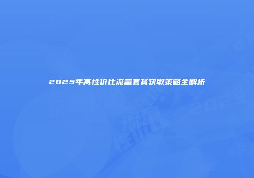 2025年高性价比流量套餐获取策略全解析