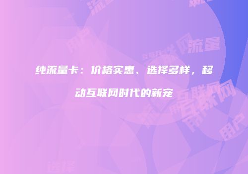 纯流量卡：价格实惠、选择多样，移动互联网时代的新宠
