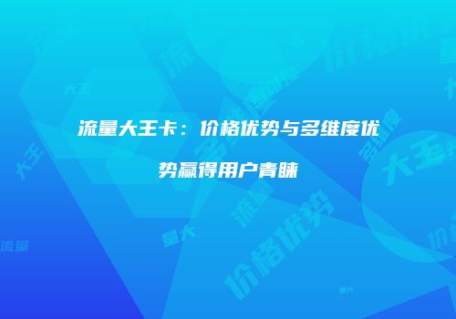 流量大王卡：价格优势与多维度优势赢得用户青睐