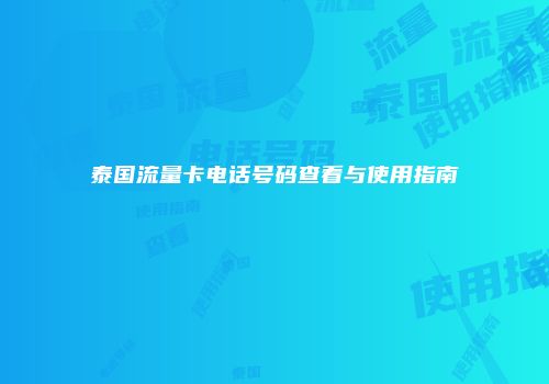 泰国流量卡电话号码查看与使用指南
