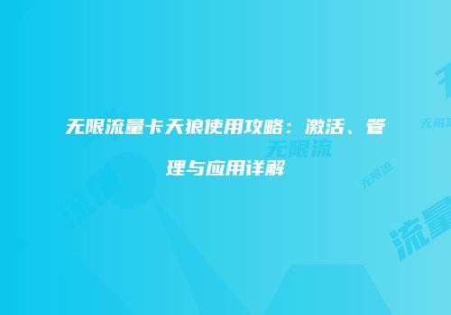 无限流量卡天狼使用攻略：激活、管理与应用详解