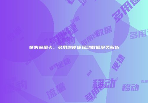 捷豹流量卡：多用途便捷移动数据服务解析