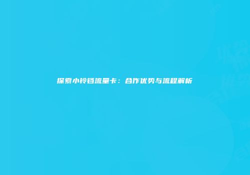 探索小铃铛流量卡:合作优势与流程解析