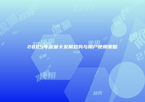 2025年流量卡发展趋势与用户使用策略
