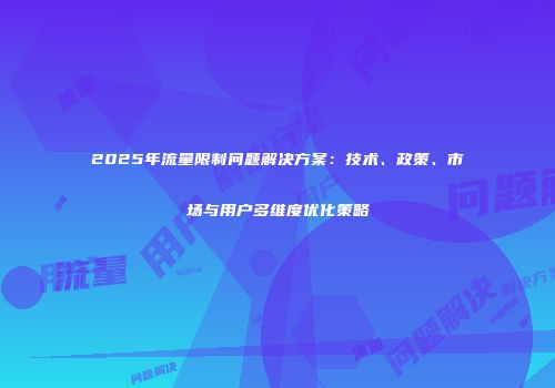 2025年流量限制问题解决方案：技术、政策、市场与用户多维度优化策略