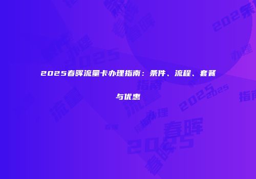 2025春晖流量卡办理指南：条件、流程、套餐与优惠