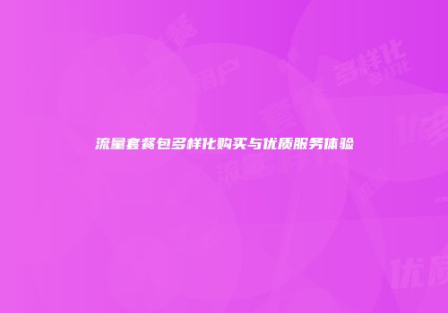 流量套餐包多样化购买与优质服务体验
