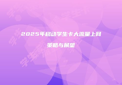 2025年移动学生卡大流量上网策略与展望
