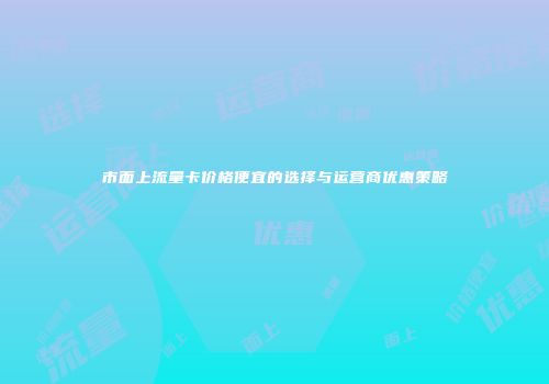 市面上流量卡价格便宜的选择与运营商优惠策略