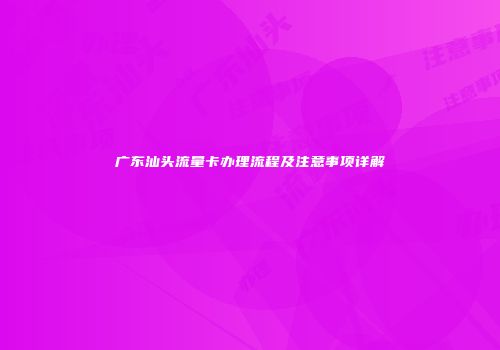 广东汕头流量卡办理流程及注意事项详解