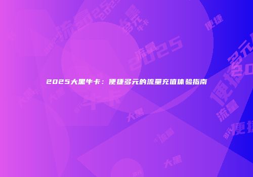 2025大黑牛卡:便捷多元的流量充值体验指南