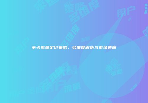 王卡流量定价策略:多维度解析与市场适应